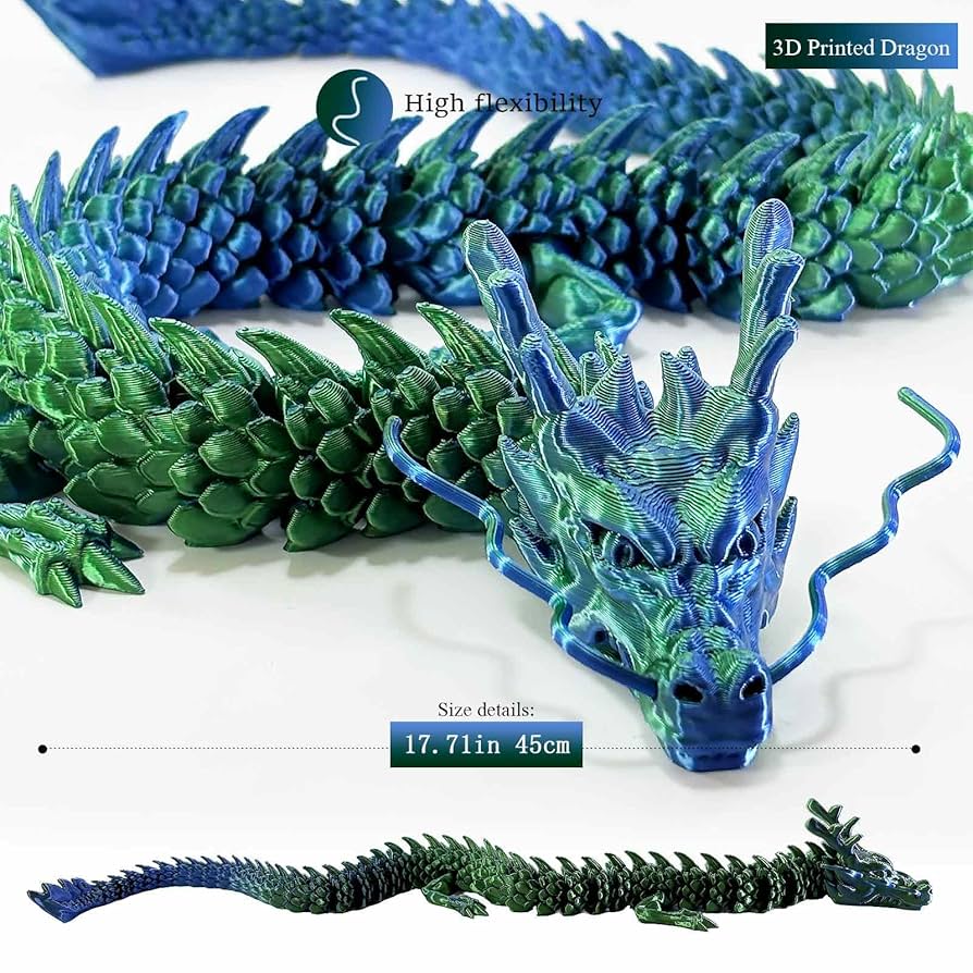 Amazon.com: UFNYN 3D Printed Dragon，Chinese Dragon Flexible